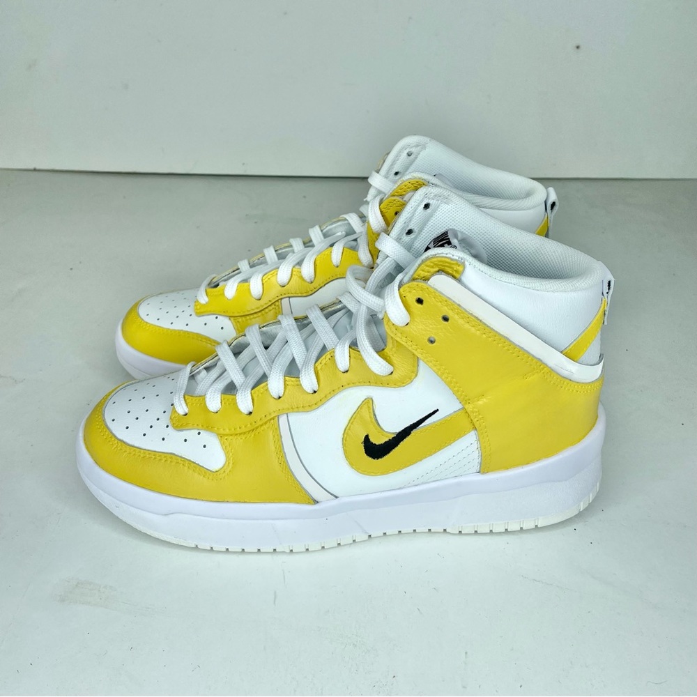 NEW Women’s Nike Dunk High Up Sz 8.5 Custom Painted Yellow Leather Sneakers
